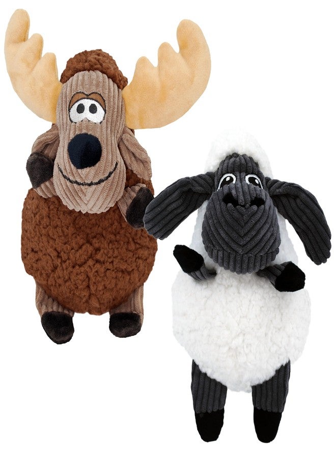 KONG Sherps Floofs – Plush Dog Toy with Flat Squeaker & Crackly Noise – Soft, Snuggly Cuddly Toy for Indoor Fetch & Gentle Play, Durable Lined Design (Moose/Sheep Combo) - Image 1